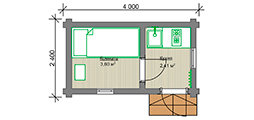 Планировка мобильного дома 2.4x4 м. из бревна "под ключ"
