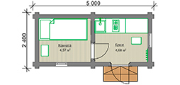Планировка мобильного дома 2.4x5 м. из бревна "под ключ"