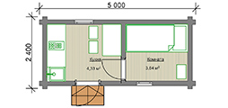 Планировка мобильного дома 2.4x5 м. из бруса "под ключ"