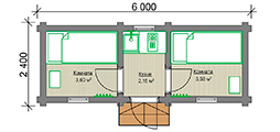 Планировка мобильного дома 2.4x6 м. из бревна "под ключ"