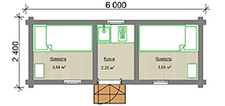 Планировка мобильного дома 2.4x6 м. из бруса "под ключ"
